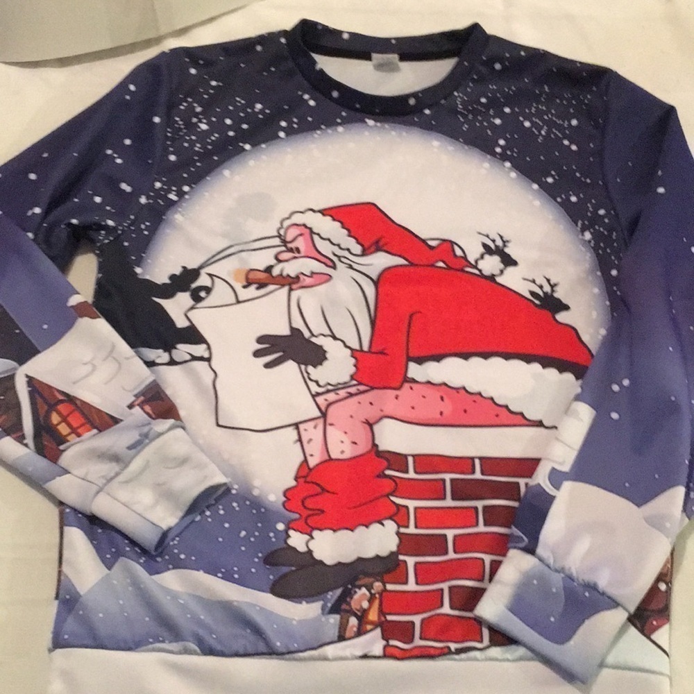 Naughty Santa long sleeve shirt size small (U)